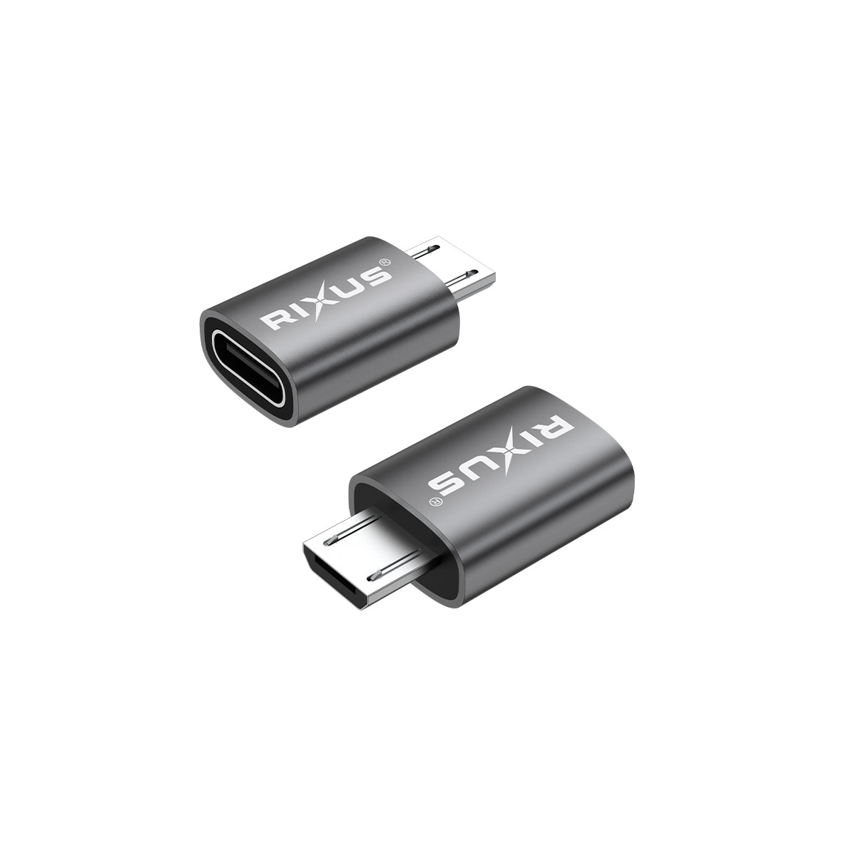 Rixus RXOTG05 Micro To USB-C OTG Adapter Space Gray (2er-Pack)