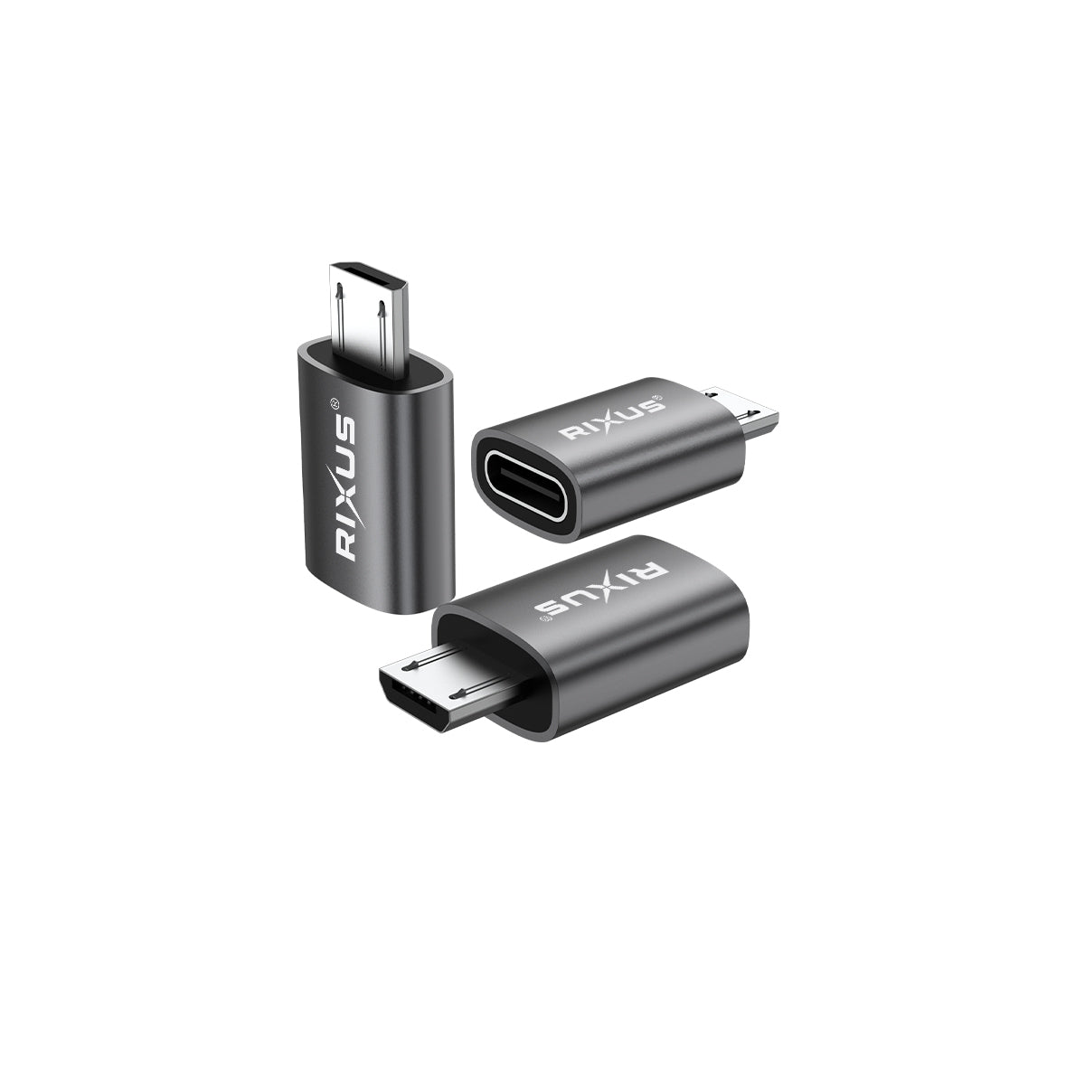 Rixus RXOTG05 Micro To USB-C OTG Adapter Space Gray (2er-Pack) – Bild 2