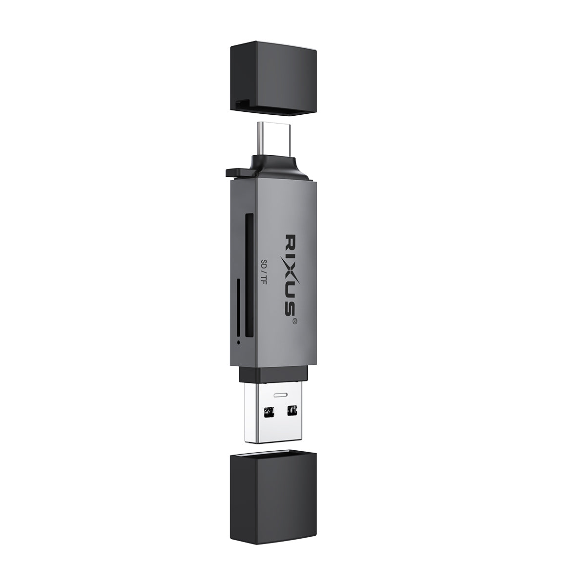 Rixus RXCR02 4 in 1 USB 3.0, USB-C To SD/TF Kartenleser Space Gray