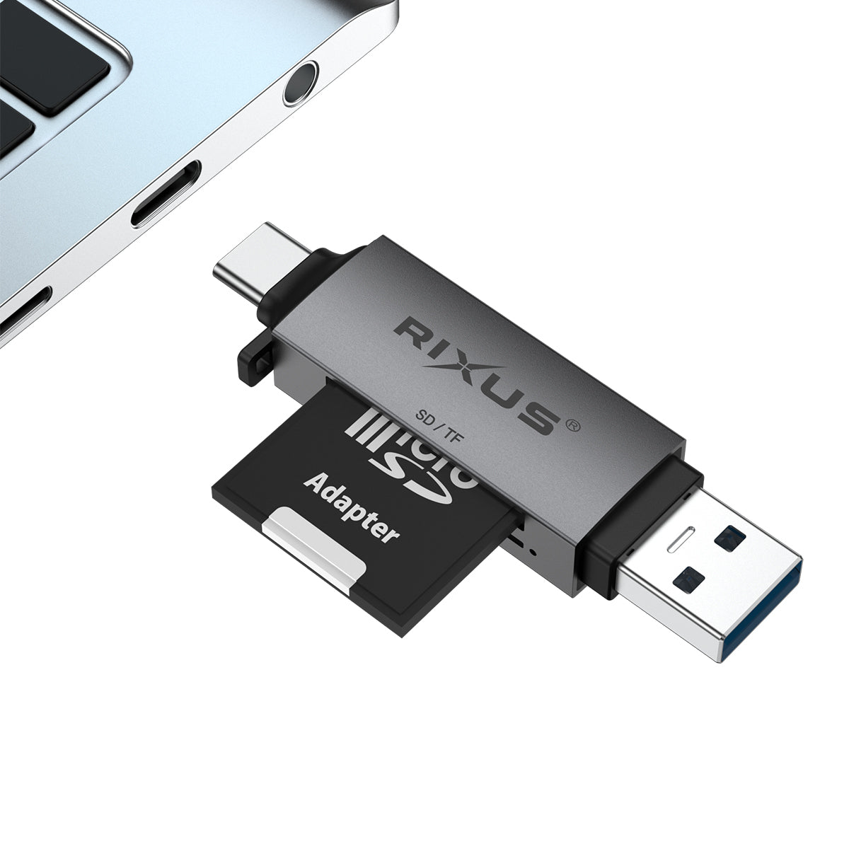 Rixus RXCR02 4 in 1 USB 3.0, USB-C To SD/TF Kartenleser Space Gray – Bild 3