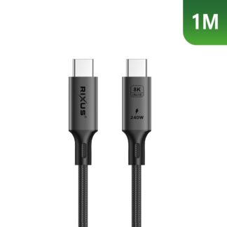 Rixus RXUC01 USB-C 4.0 To USB-C Kabel 1m 240W Grey