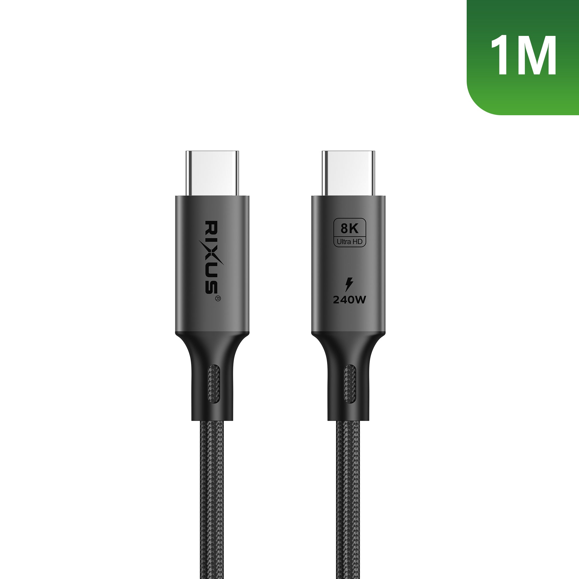Rixus RXUC01 USB-C 4.0 To USB-C Kabel 1m 240W Grey