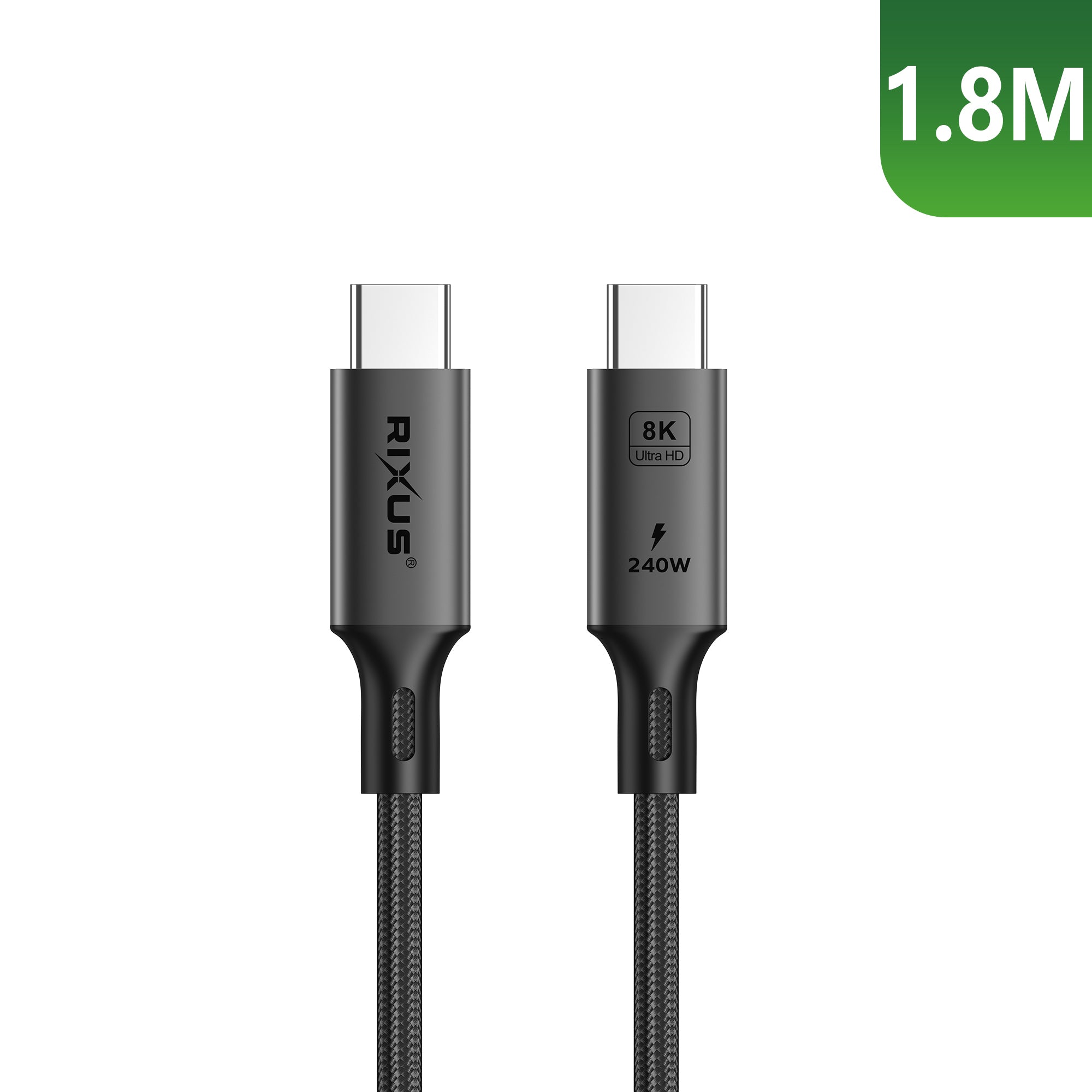 Rixus RXUC02 USB-C 4.0 To USB-C Kabel 1.8m 240W Grey