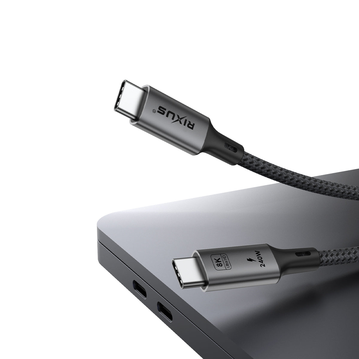 Rixus RXUC02 USB-C 4.0 To USB-C Kabel 1.8m 240W Grey – Bild 3