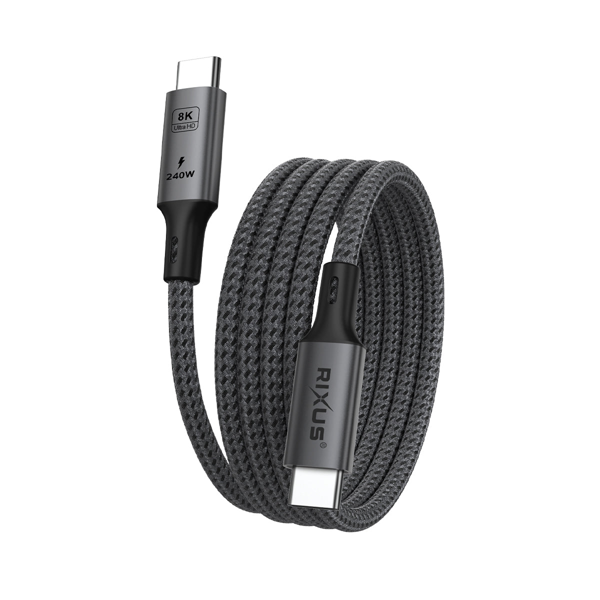 Rixus RXUC03 Magnetic USB-C 4.0 To USB-C Kabel Easy Roll Up 1.5m 100W Space Gray – Bild 3