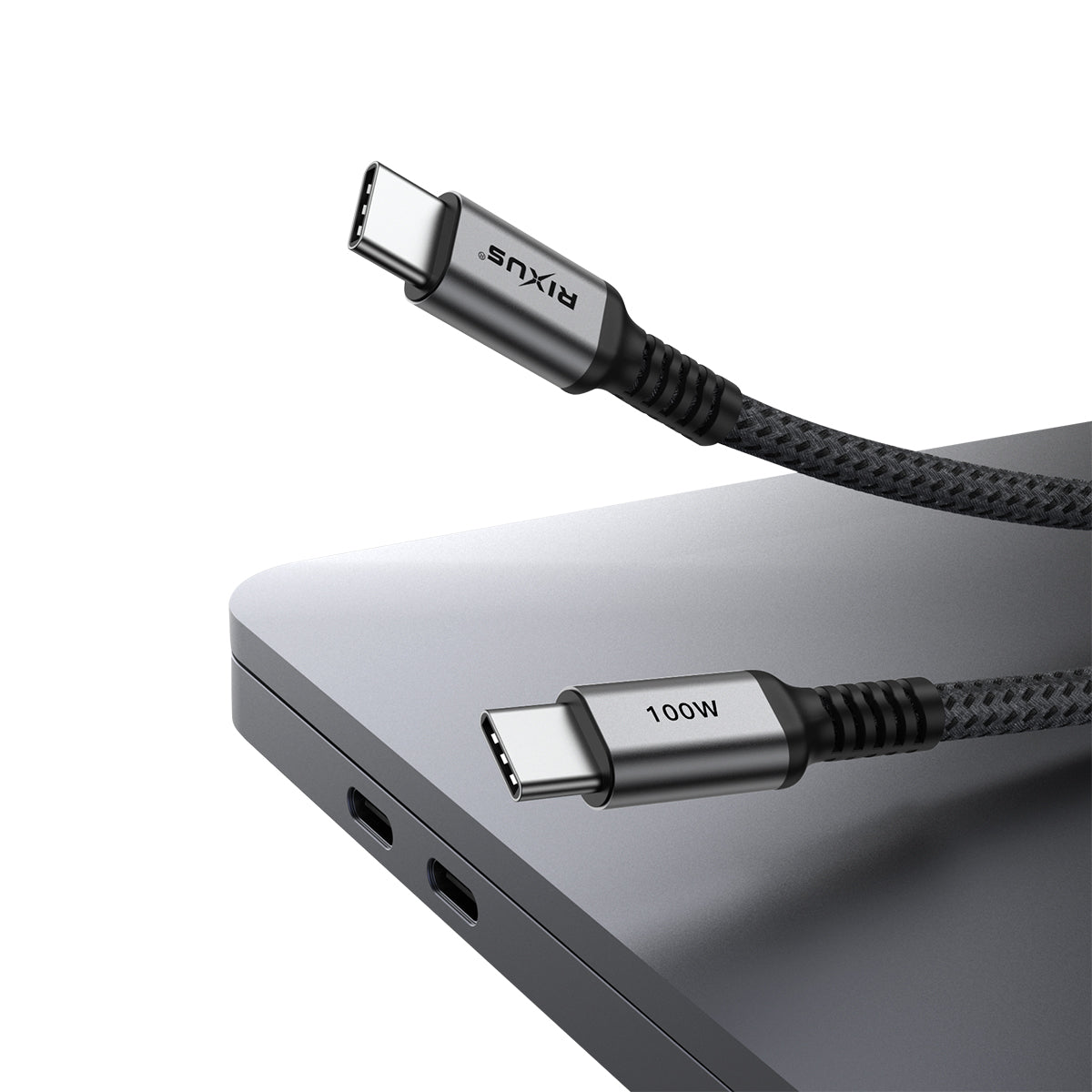 Rixus RXUC04 USB-C 2.0 To USB-C Kabel 1m 100W Space Gray – Bild 3