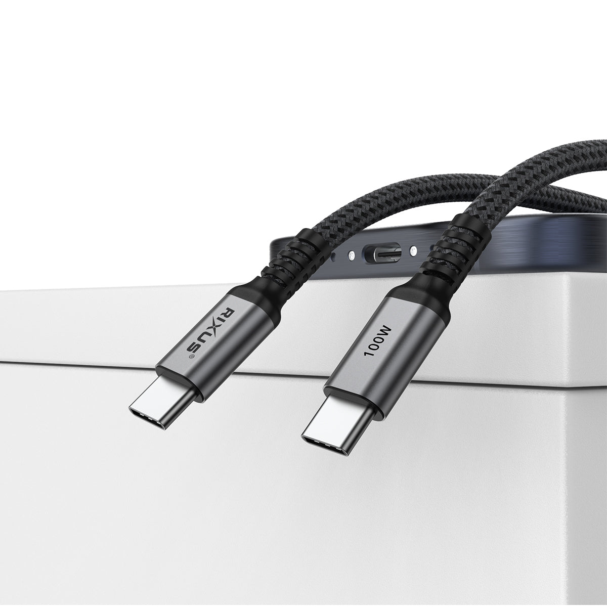 Rixus RXUC04 USB-C 2.0 To USB-C Kabel 1m 100W Space Gray – Bild 4
