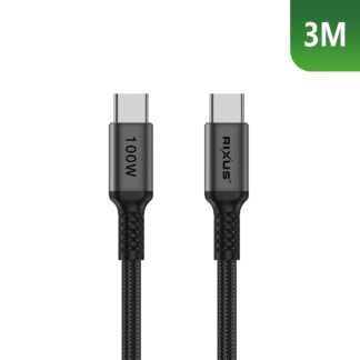 Rixus RXUC06 USB-C 2.0 To USB-C Kabel 3m 100W Space Gray