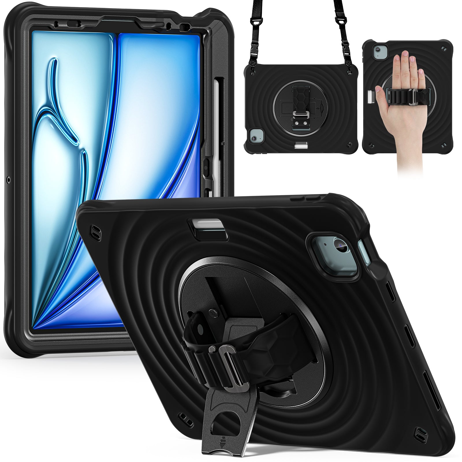 Rixus RXTC08 Anti Shock Hülle für Apple iPad Air 11 inch (2024, 2025, 2026), Air 4 10.9 inch (2020), Air 5 10.9 inch (2022), Pro 11 inch (2018, 2020, 2021, 2022) Black – Bild 3