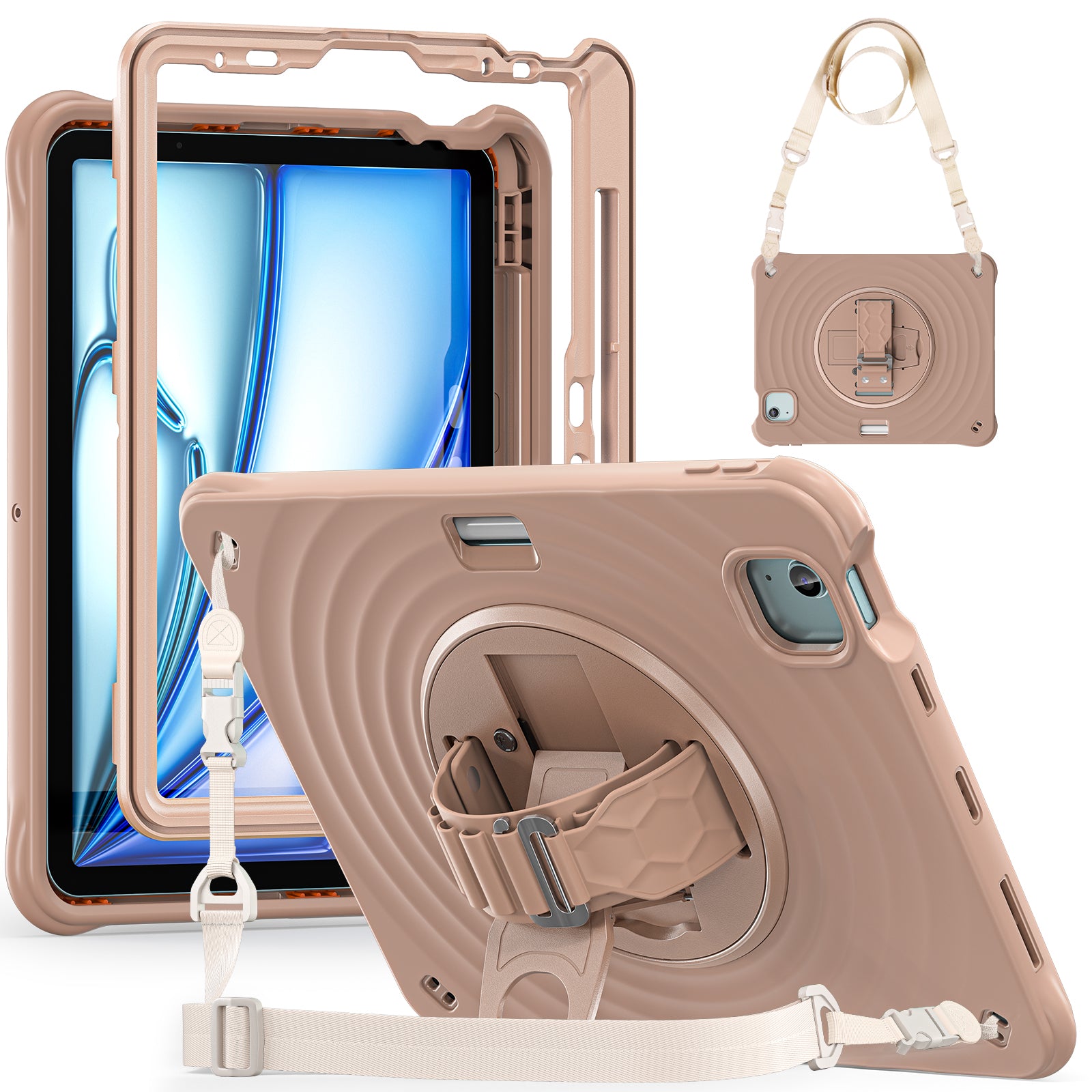 Rixus RXTC08 Anti Shock Hülle für Apple iPad Air 11 inch (2024, 2025, 2026), Air 4 10.9 inch (2020), Air 5 10.9 inch (2022), Pro 11 inch (2018, 2020, 2021, 2022) Latte – Bild 4