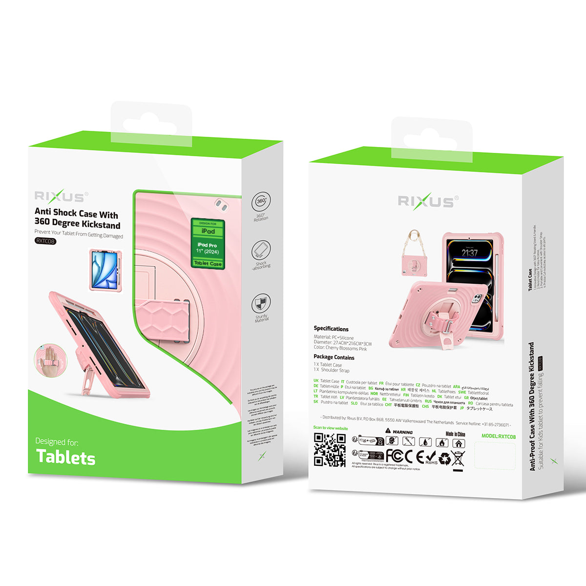 Rixus RXTC08 Anti Shock Hülle für Apple iPad Pro 11 inch (2024) Cherry Blossoms Pink – Bild 6