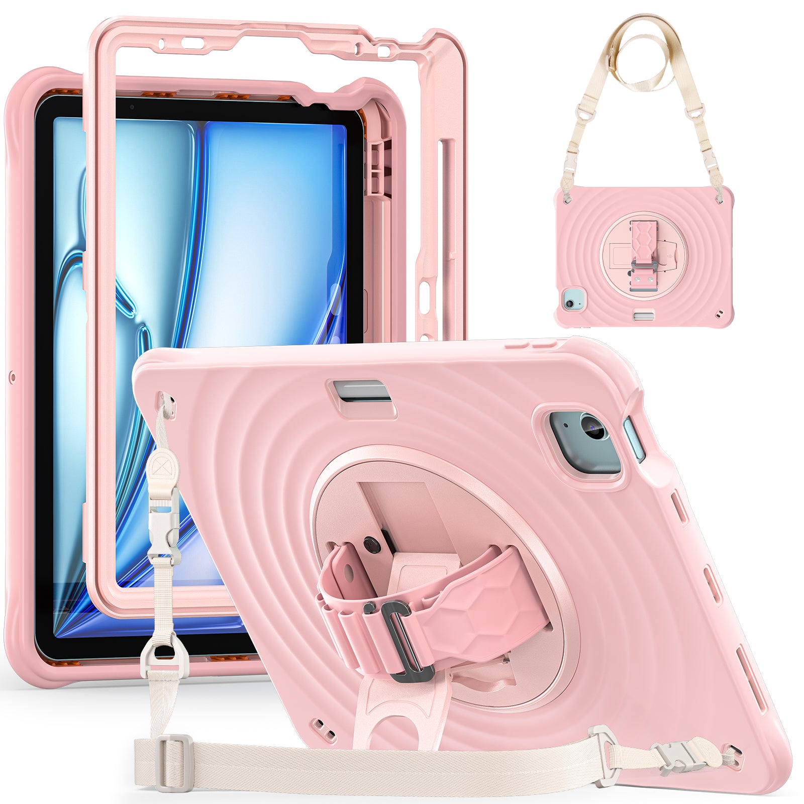 Rixus RXTC08 Anti Shock Hülle für Apple iPad Air 13 inch (2024, 2025, 2026), iPad Pro 12.9 inch (2018, 2020, 2021, 2022) Cherry Blossoms Pink – Bild 4