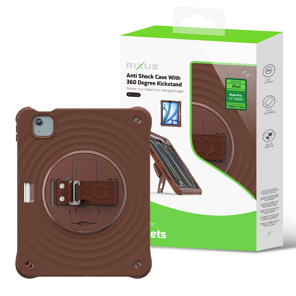 Rixus RXTC08 Anti Shock Hülle für Apple iPad Pro 13 inch (2024) Chocolate – Bild 5