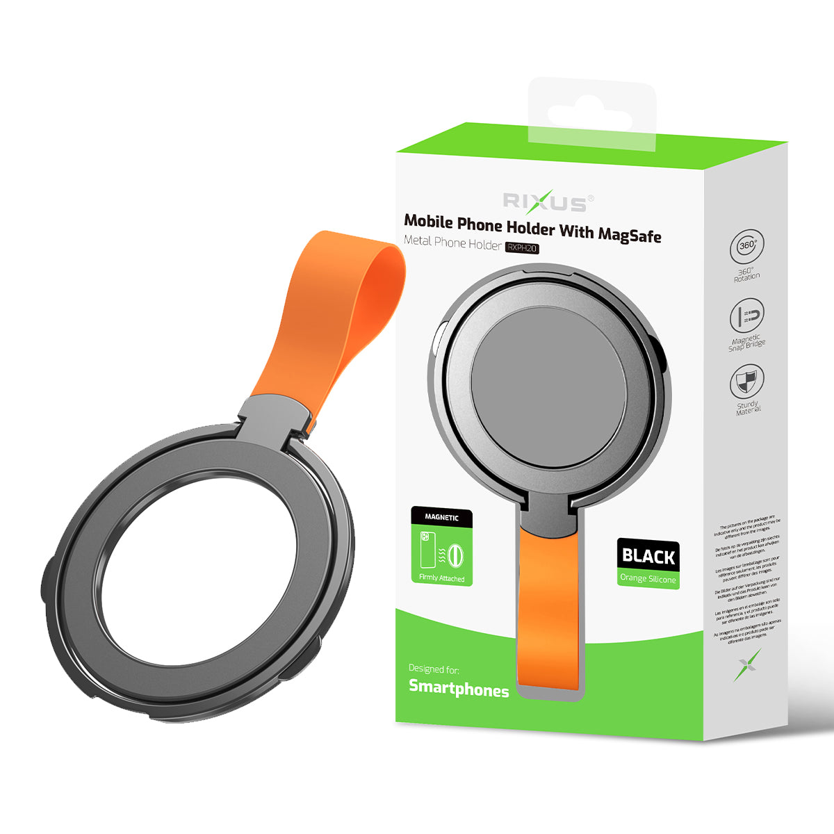 Rixus RXPH20BO Mobile Phone Holder mit MagSafe kompatibel Black und Orange – Bild 5
