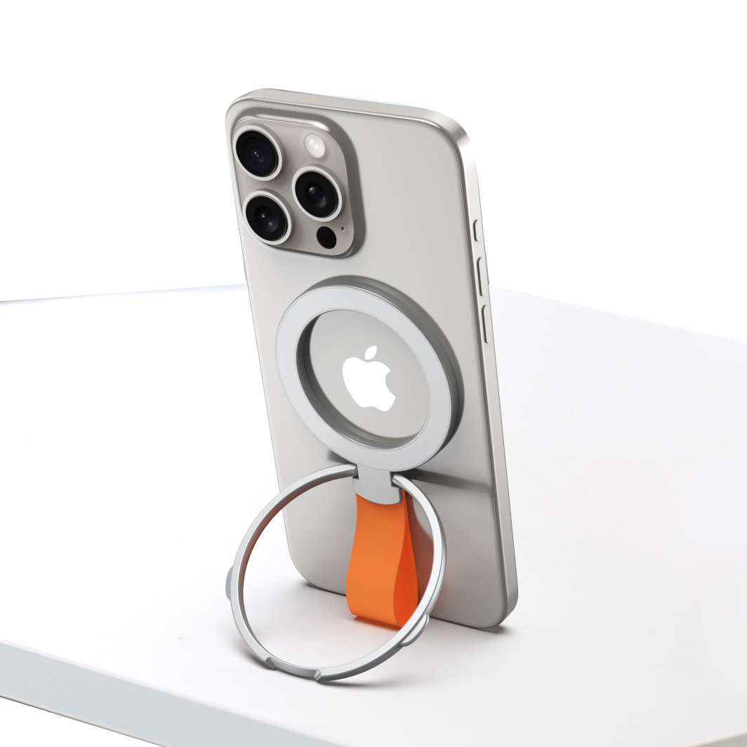 Rixus RXPH20SO Mobile Phone Holder mit MagSafe kompatibel Silver und Orange