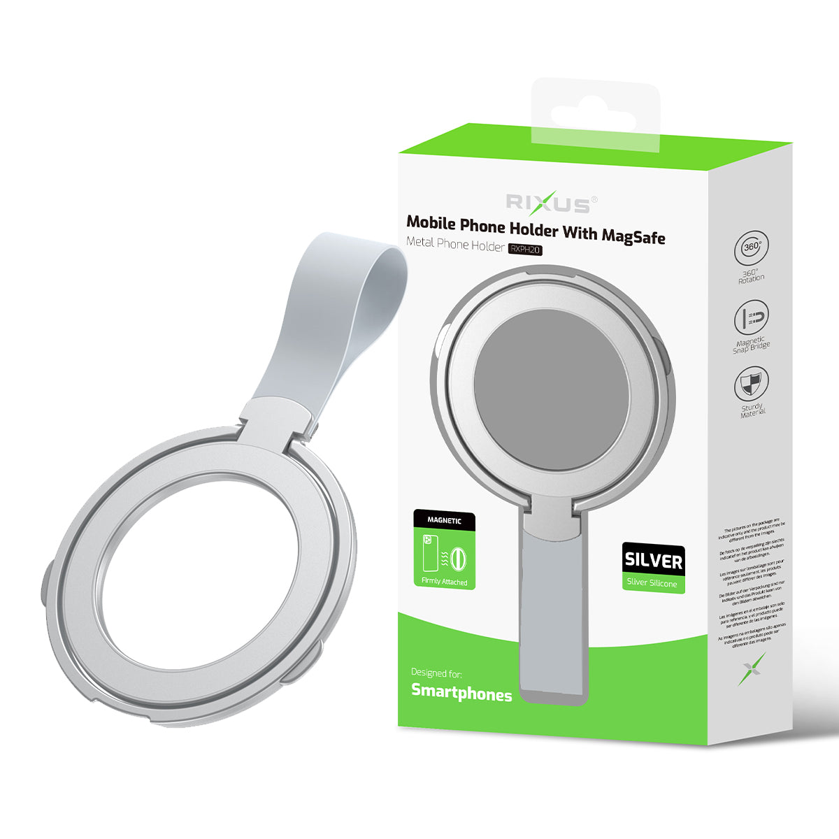 Rixus RXPH20S Mobile Phone Holder mit MagSafe kompatibel Silver – Bild 5