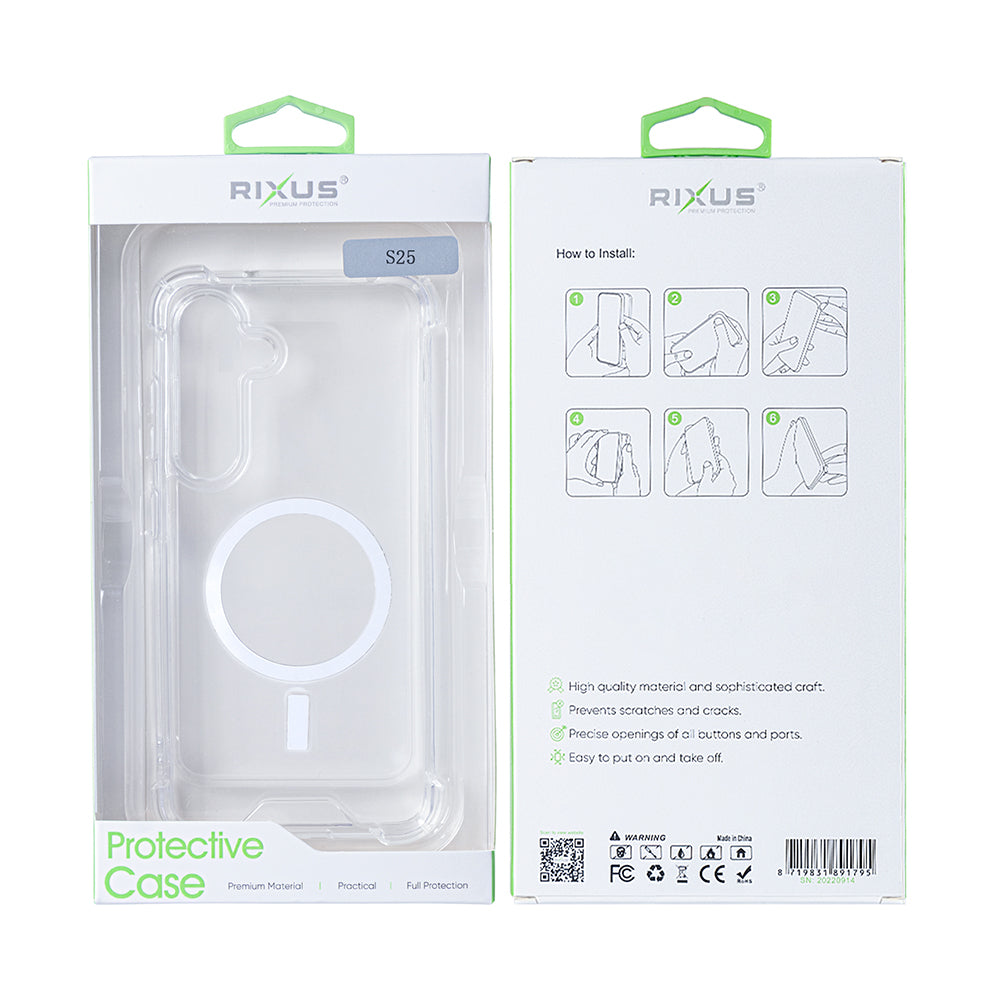Rixus Anti-Burst Hülle mit MagSafe kompatibel für Samsung Galaxy S25 Transparent – Bild 6