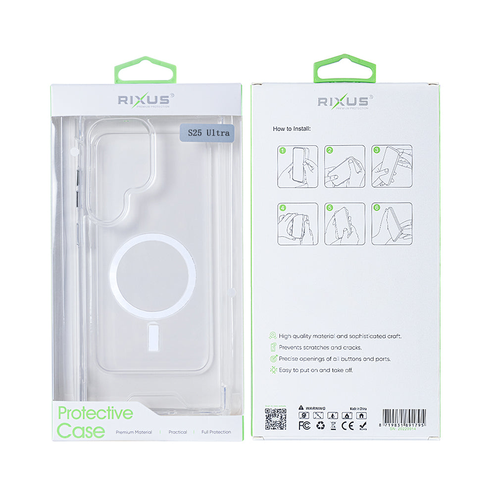 Rixus Anti-Burst Hülle mit MagSafe kompatibel für Samsung Galaxy S25 Ultra Transparent – Bild 6