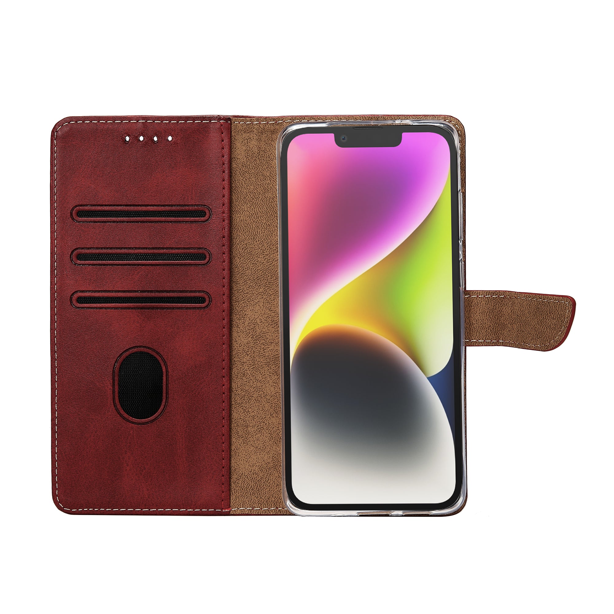 Rixus Buchhülle für Apple iPhone 14 Dark Red – Bild 5