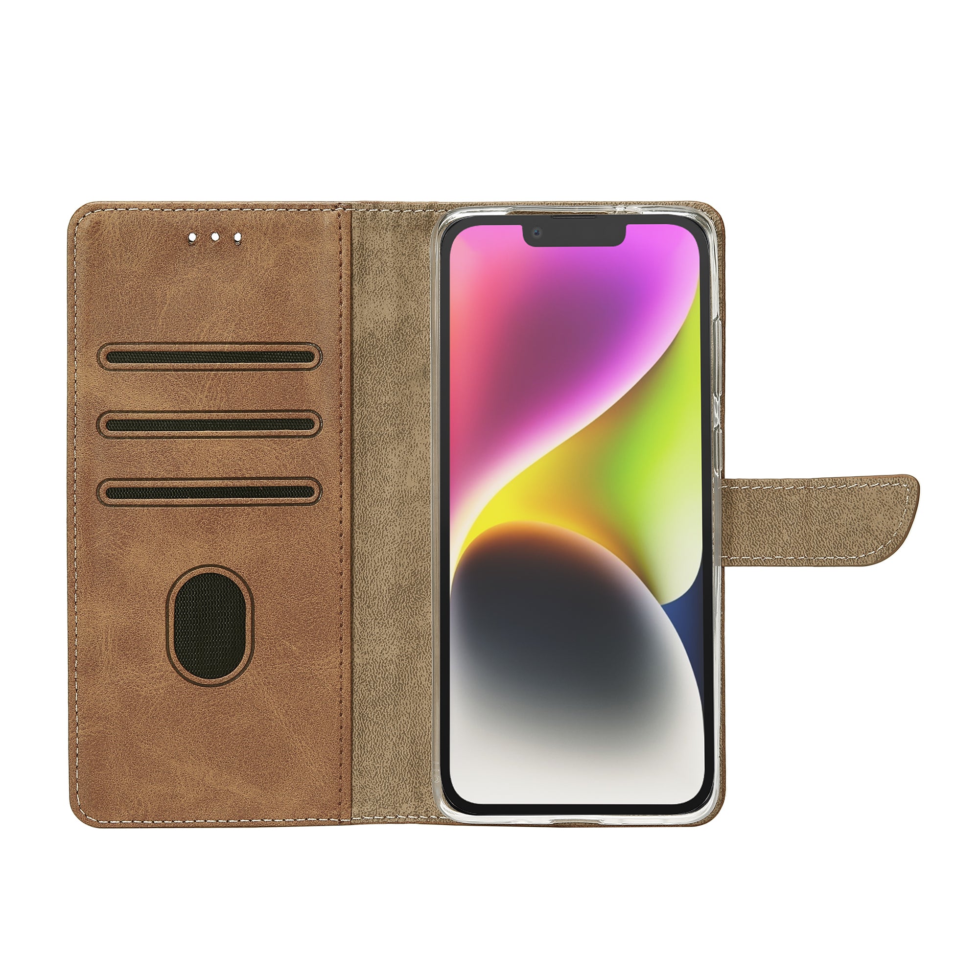 Rixus Buchhülle für Apple iPhone 14 Light Brown – Bild 5