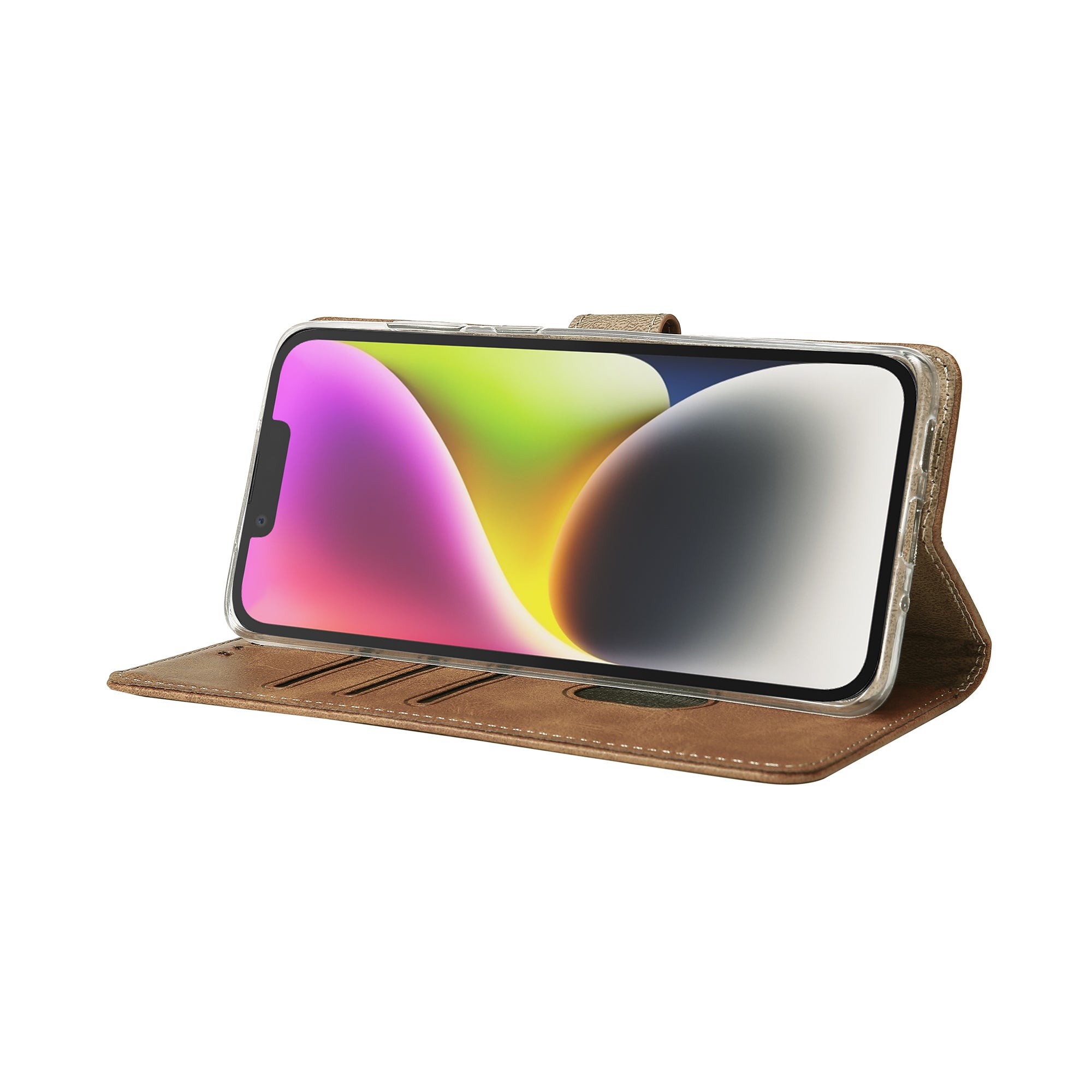 Rixus Buchhülle für Apple iPhone 14 Light Brown – Bild 6