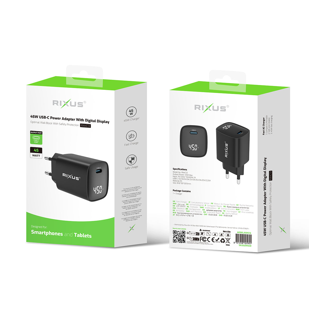 Rixus RXHC13 USB-C Netzteil mit Digital Display 45W Black – Bild 4