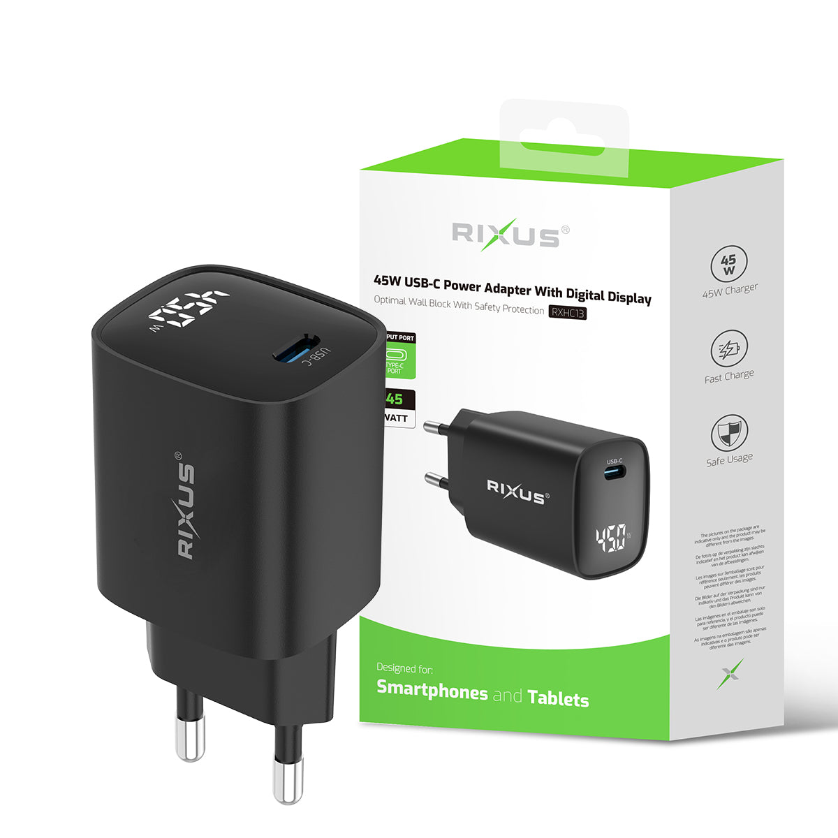 Rixus RXHC13 USB-C Netzteil mit Digital Display 45W Black – Bild 5