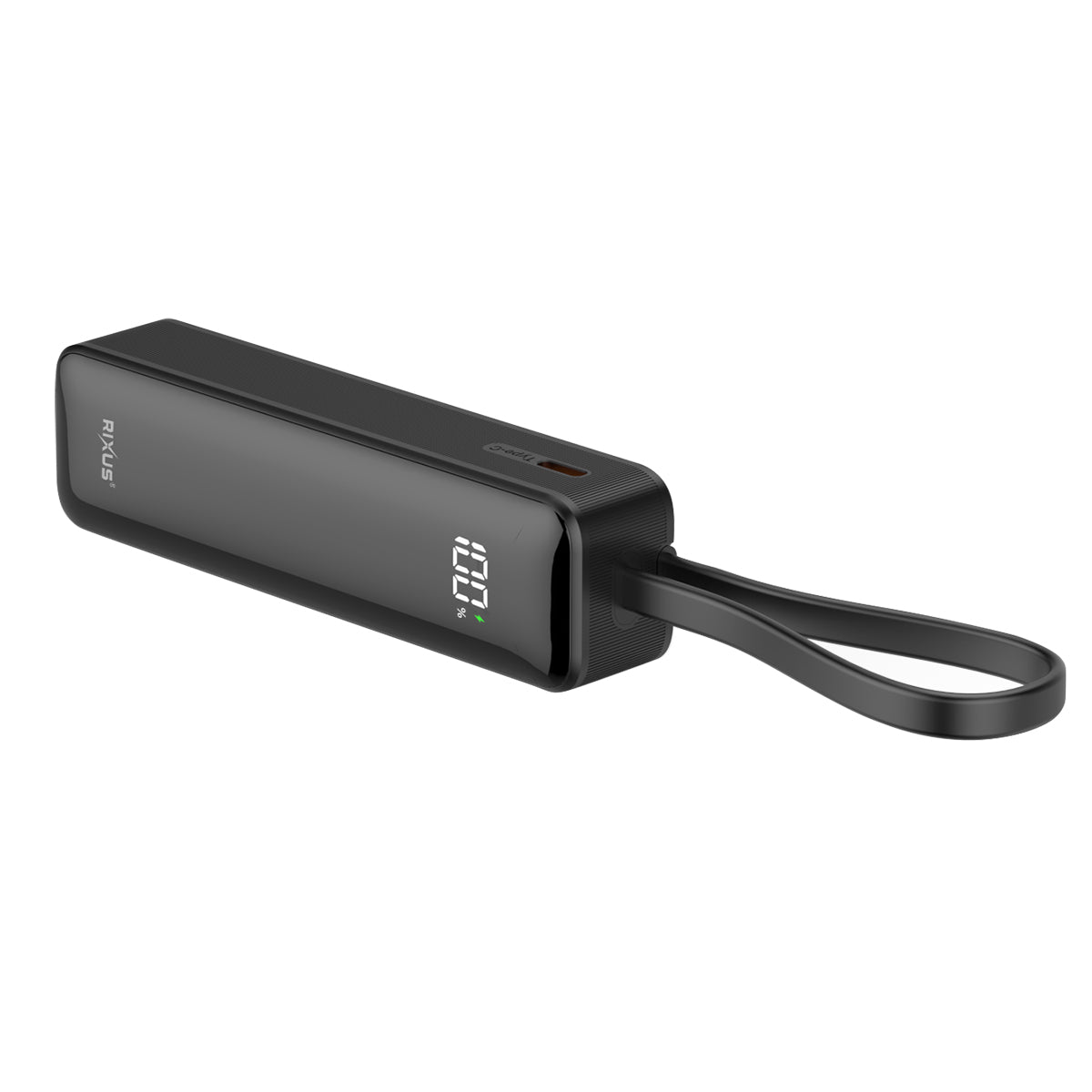 Rixus RXPB03B Digital Display Powerbank 5000mAh mit USB-C Kabel Built-in Black – Bild 2