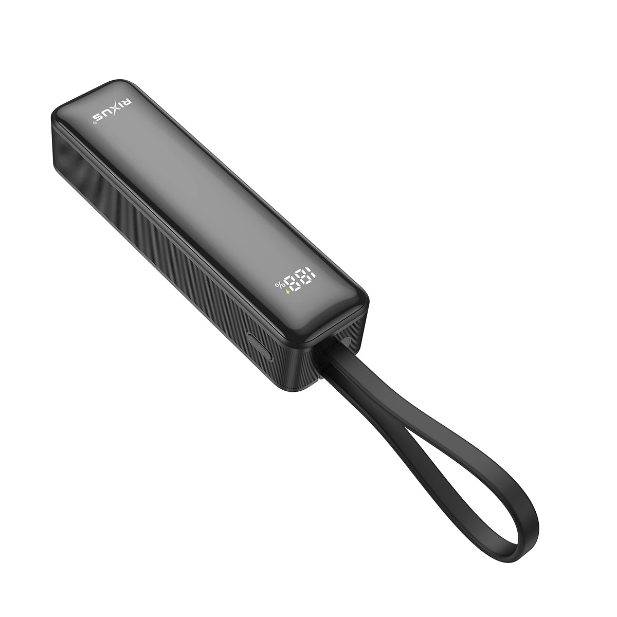Rixus RXPB03B Digital Display Powerbank 5000mAh mit USB-C Kabel Built-in Black – Bild 3