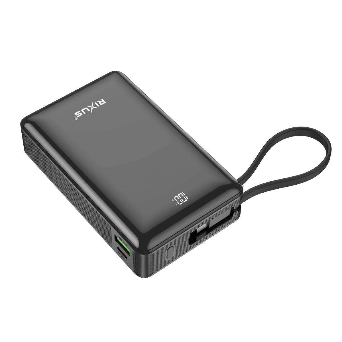 Rixus RXPB02B Digital Display Powerbank 20000mAh mit USB-C Kabel Built-in Black – Bild 2
