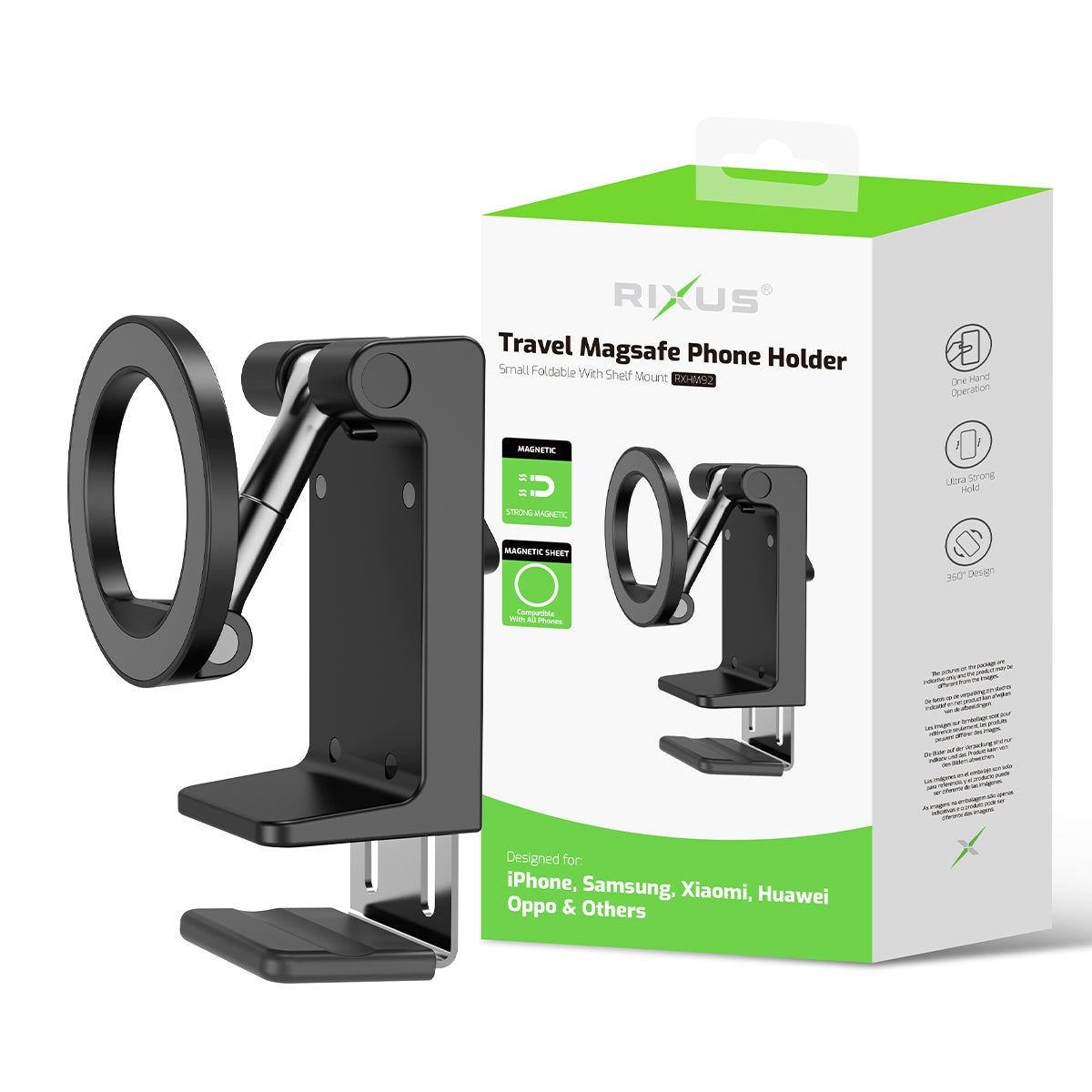 Rixus RXHM92 Travel MagSafe kompatibel Phone Holder Black – Bild 5