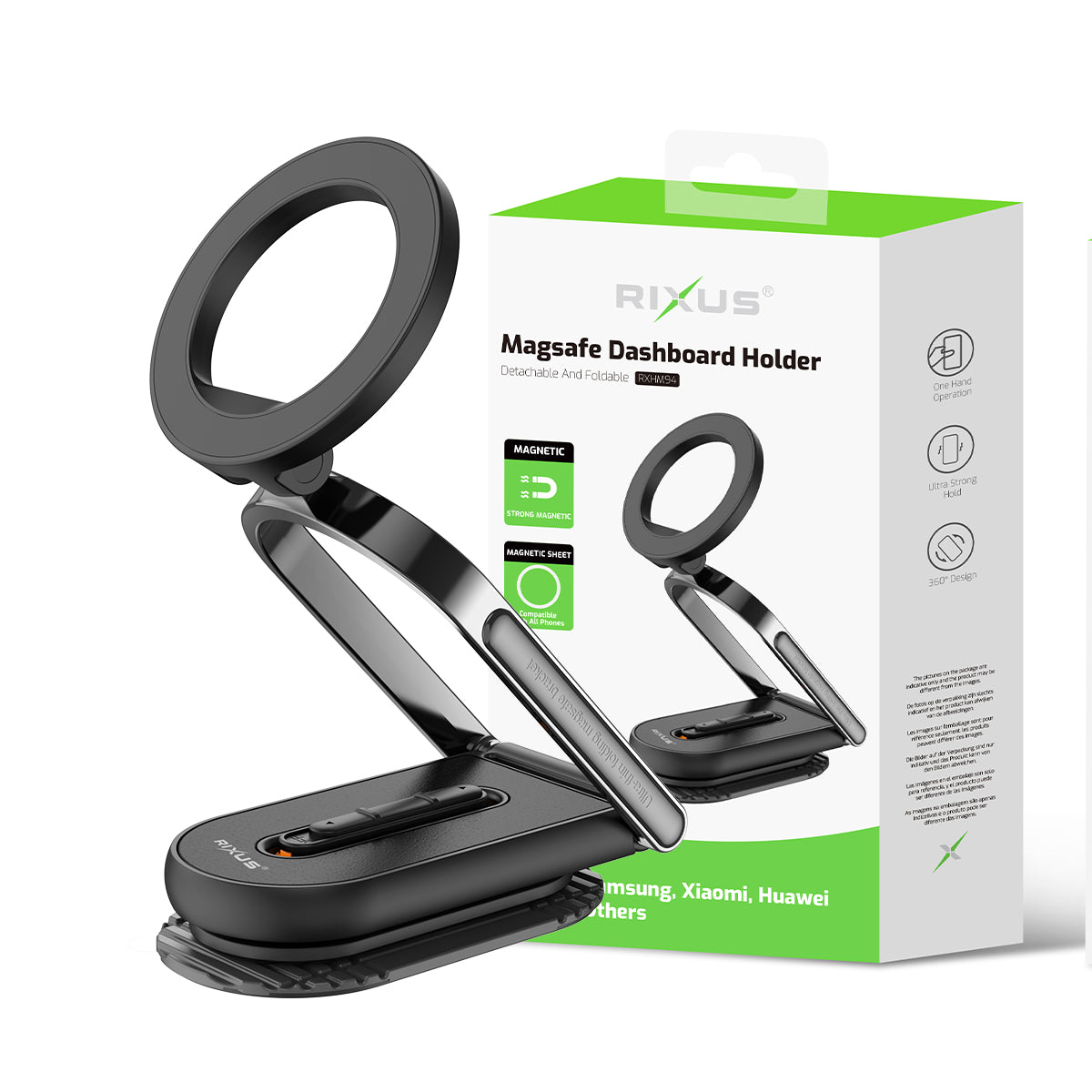 Rixus RXHM94 MagSafe kompatibel Dashboard Holder Black – Bild 5