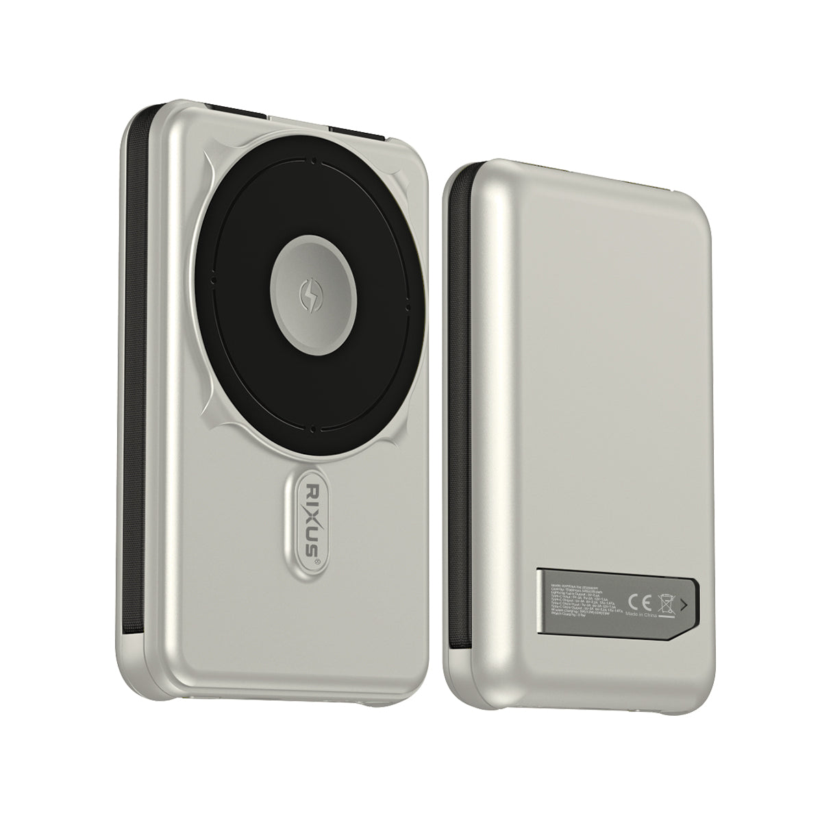 Rixus RXPB76A MagSafe kompatibel Powerbank 10000mAh mit Built-in Kabel Silver – Bild 2