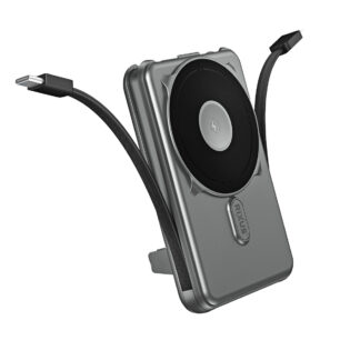 Rixus RXPB76B MagSafe kompatibel Powerbank 10000mAh mit Built-in Kabel Gray