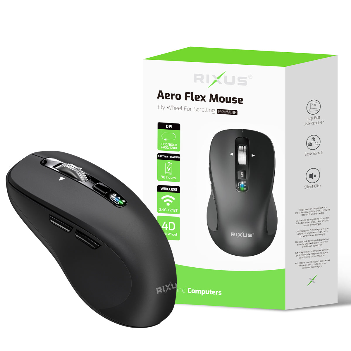 Rixus RXWM01B Aero Flex Mouse Black – Bild 5