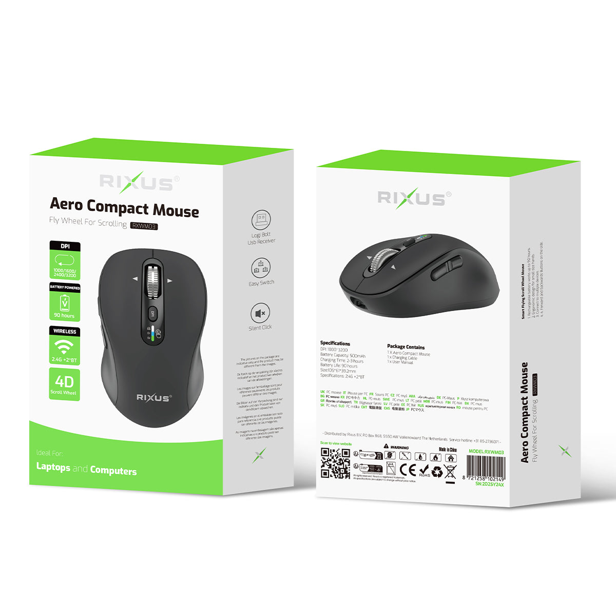 Rixus RXWM03 Aero Compact Mouse Black – Bild 4
