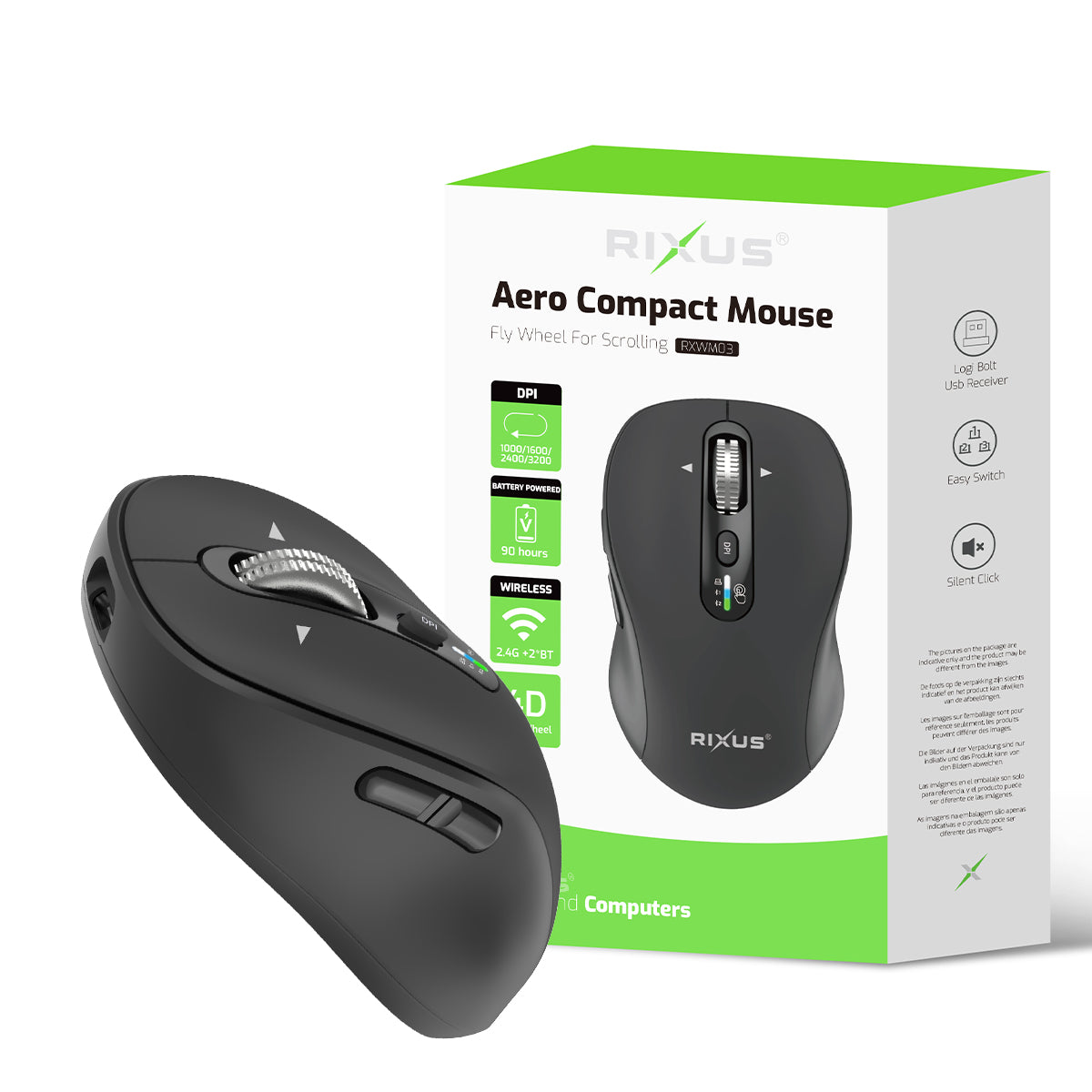 Rixus RXWM03 Aero Compact Mouse Black – Bild 5