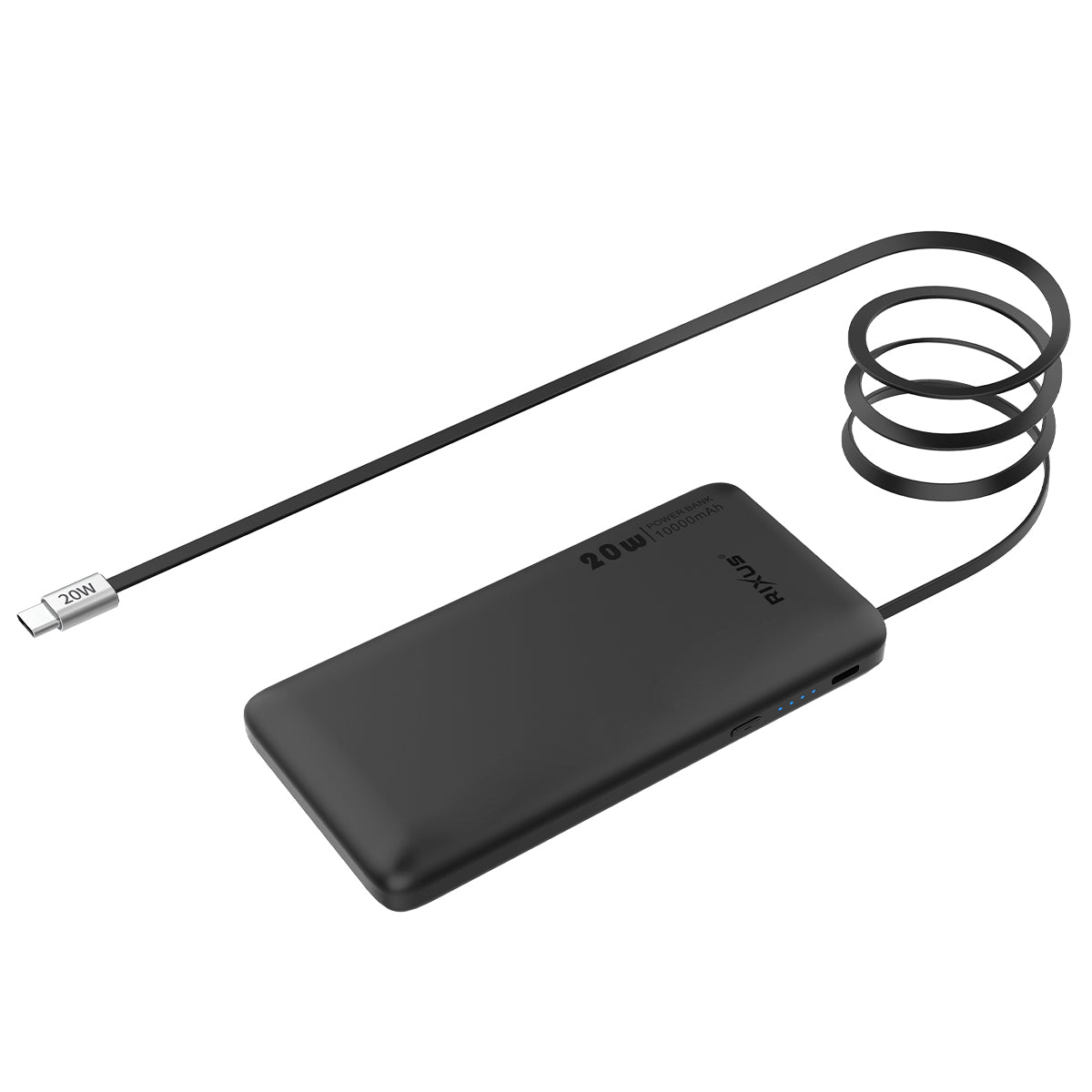 Rixus RXPB08 Powerbank mit Built-in USB-C Kabel 70cm 10000mAh 22.5W Black – Bild 3