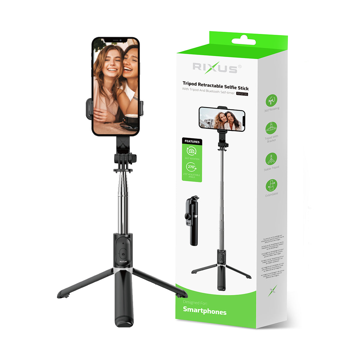 Rixus RXSF06 Bluetooth Selfie Stick Tripod Universal – Bild 5