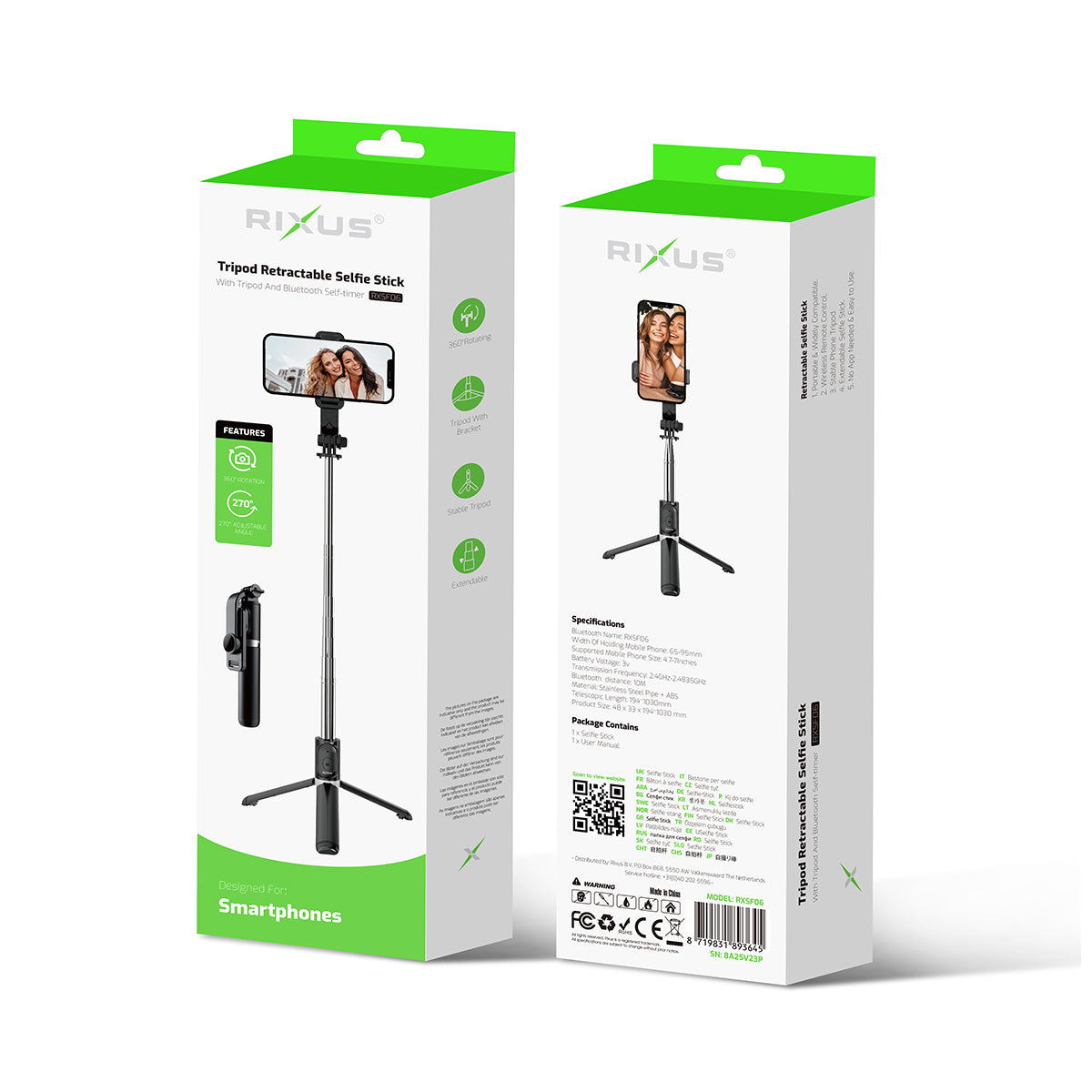Rixus RXSF06 Bluetooth Selfie Stick Tripod Universal – Bild 6