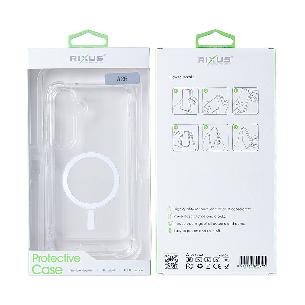 Rixus Anti-Burst Hülle mit MagSafe kompatibel für Samsung Galaxy A26, A17, A18 Transparent – Bild 6