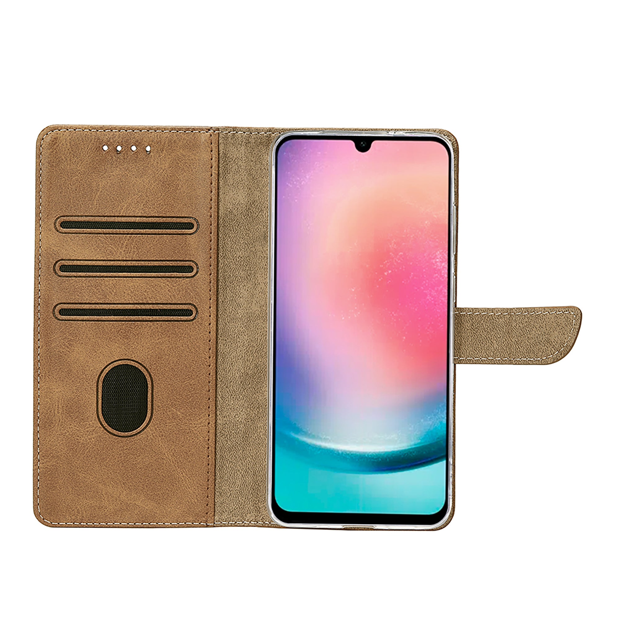 Rixus Buchhülle für Samsung Galaxy A26, A17, A18 Light Brown – Bild 5