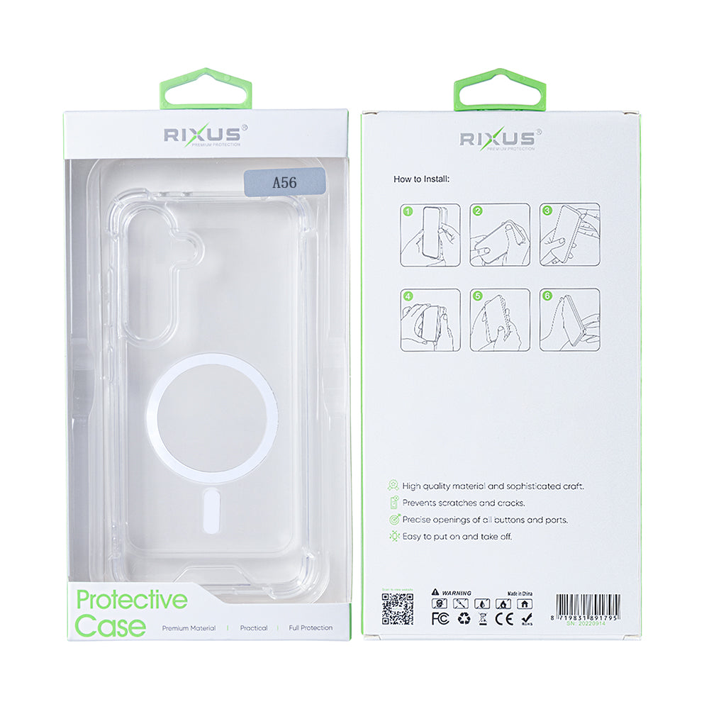 Rixus Anti-Burst Hülle mit MagSafe kompatibel für Samsung Galaxy A56 Transparent – Bild 6