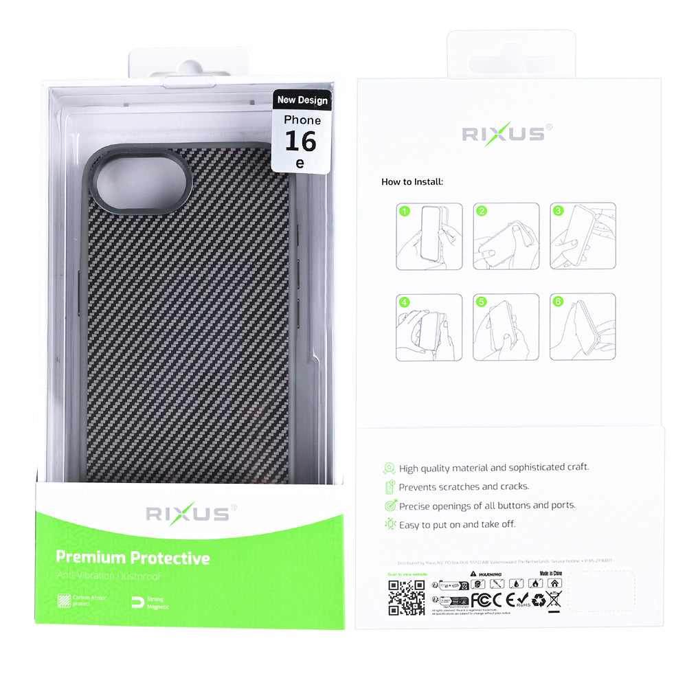 Rixus Mag Carbon mit MagSafe kompatibel für Apple iPhone 16e, 17e Titanium Grey – Bild 6