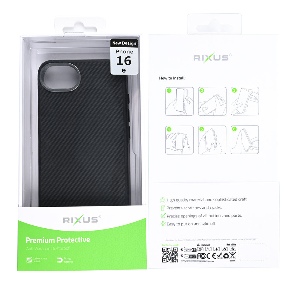 Rixus Mag Carbon mit MagSafe kompatibel für Apple iPhone 16e, 17e Titanium Black – Bild 6