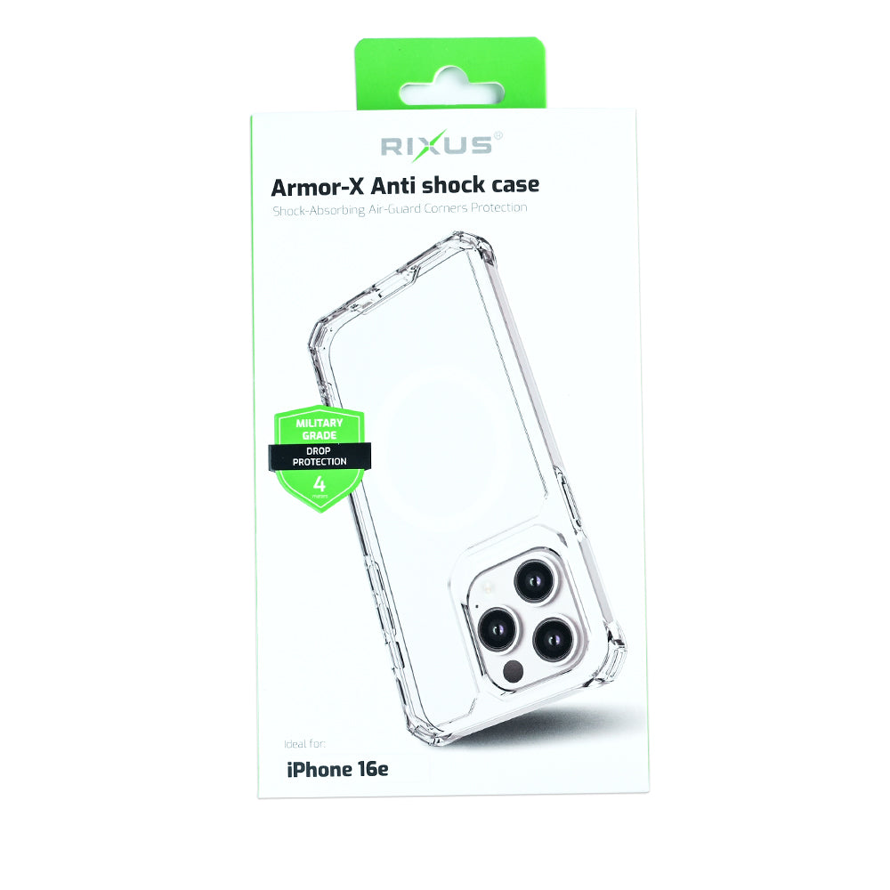 Rixus Armor-X Anti Shock Hülle mit MagSafe kompatibel für Apple iPhone 16e, 17e Transparent – Bild 4