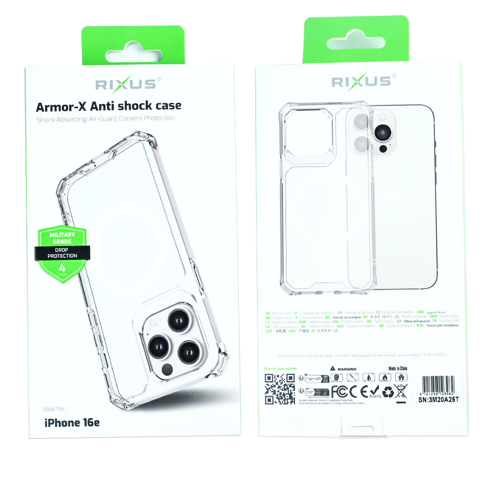 Rixus Armor-X Anti Shock Hülle mit MagSafe kompatibel für Apple iPhone 16e, 17e Transparent – Bild 6