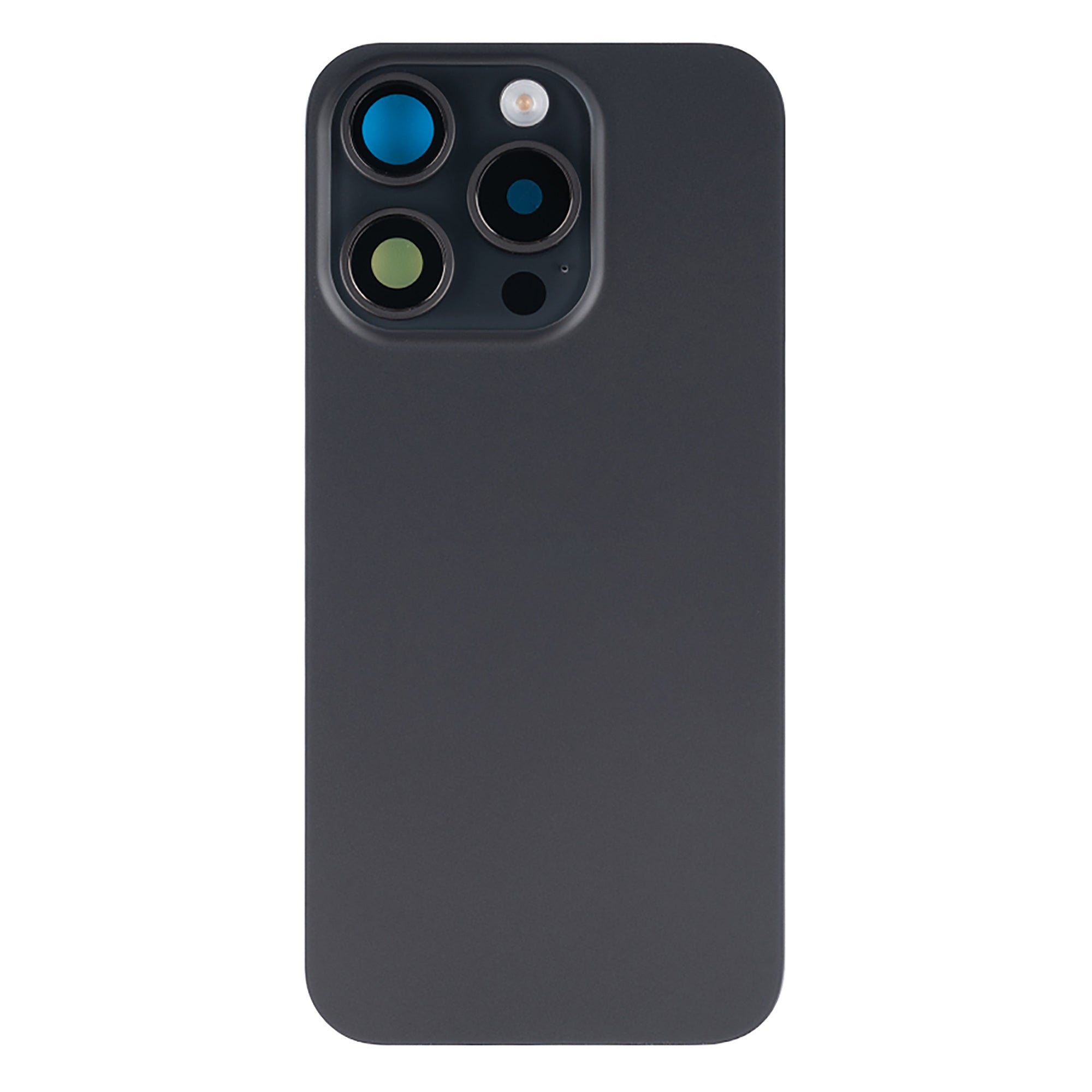 Für Apple iPhone 15 Pro Rückglas mit NFC, Enlarged Kamera Rahmen Black Titanium kompatibel