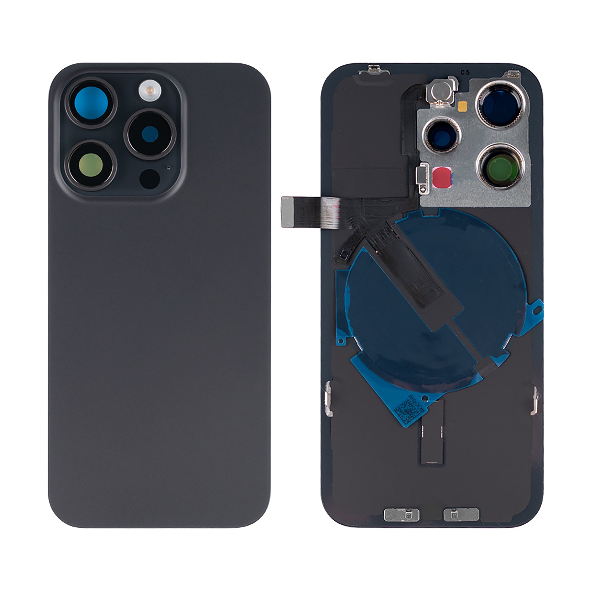 Für Apple iPhone 15 Pro Rückglas mit NFC, Enlarged Kamera Rahmen Black Titanium kompatibel – Bild 3