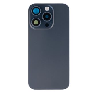 Für Apple iPhone 15 Pro Rückglas mit NFC, Enlarged Kamera Rahmen Blue Titanium kompatibel